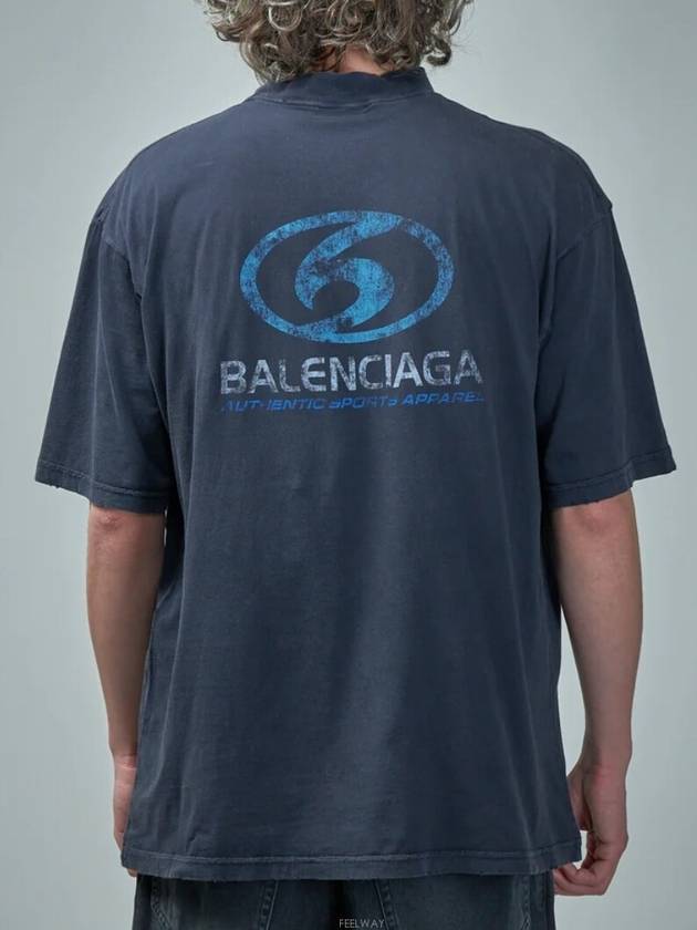 Surfer Medium Fit Short Sleeve T-Shirt Navy - BALENCIAGA - BALAAN 4