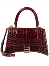 Hourglass Crocodile Emboss Small Shoulder Bag Dark Red - BALENCIAGA - BALAAN 1