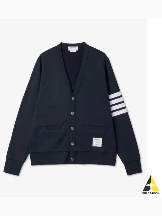 Classic V-Neck 4 Bar Stripe Cardigan Navy - THOM BROWNE - BALAAN 2