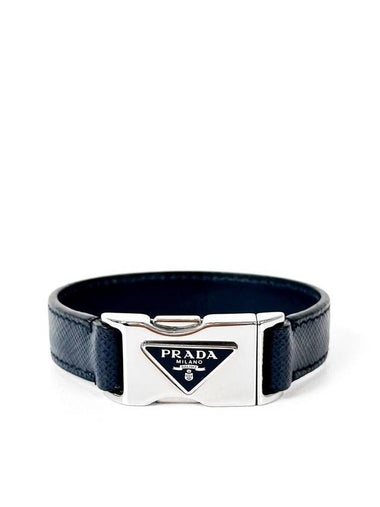 M triangle logo saffiano buckle bracelet navy - PRADA - BALAAN 1