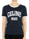 Paris 70s Round Neck Short Sleeve T-shirt Blue - CELINE - BALAAN 3