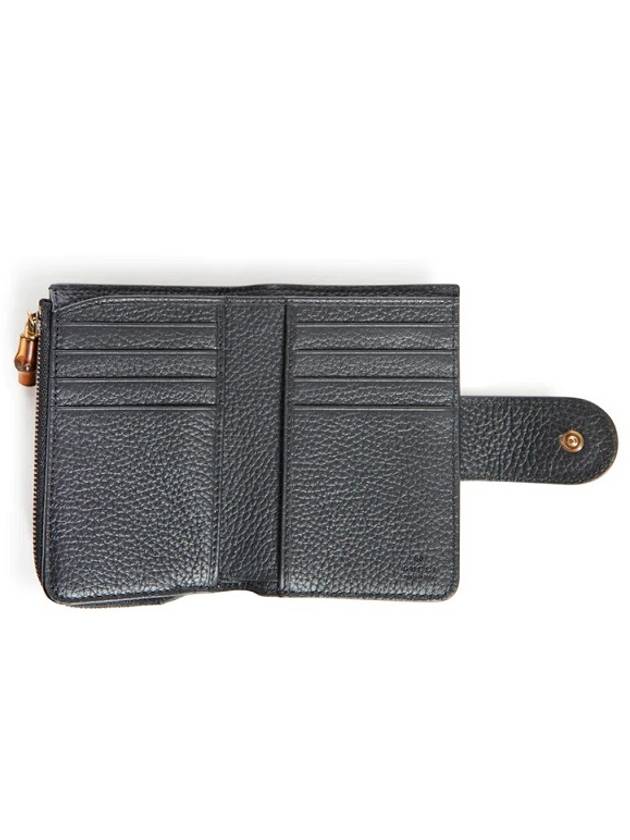 Medium Double G Bamboo Leather Card Wallet Black - GUCCI - BALAAN 6