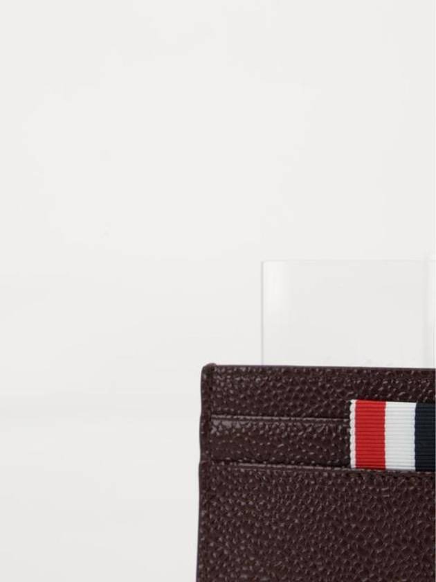 Lucido Leather Single Card Wallet Red - THOM BROWNE - BALAAN 5