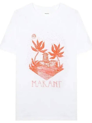 Men's Zafferh Printed Cotton Short Sleeve T-Shirt White - ISABEL MARANT - BALAAN 1