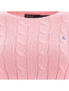 Embroidered Logo Pony Cable Knit Top Pink - POLO RALPH LAUREN - BALAAN 5