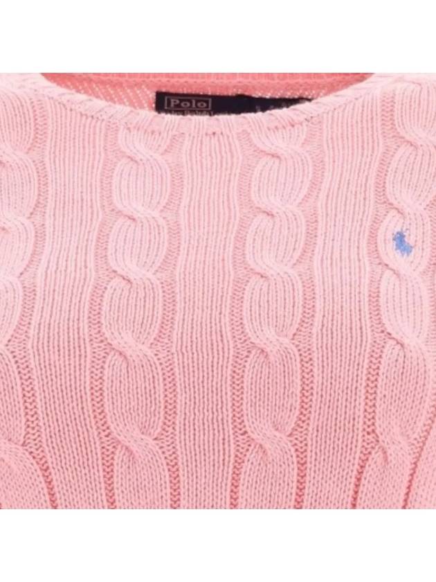 Embroidered Logo Pony Cable Knit Top Pink - POLO RALPH LAUREN - BALAAN 5