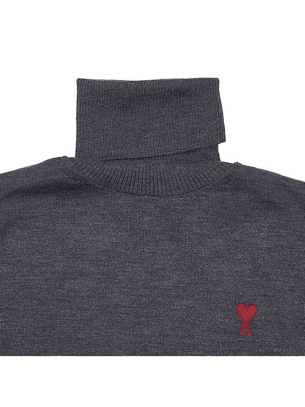 Heart Logo Wool Turtleneck Grey - AMI - BALAAN 4