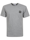 Logo Patch Cotton Short Sleeve T-Shirt Dust Melange Grey - STONE ISLAND - BALAAN 2