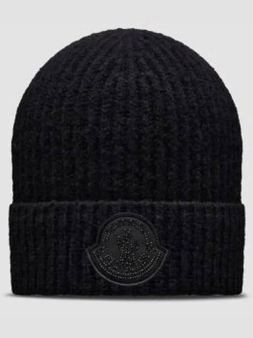 3B00072 M2739 999 Logo Patch Wool Beanie 1344310 - MONCLER - BALAAN 1