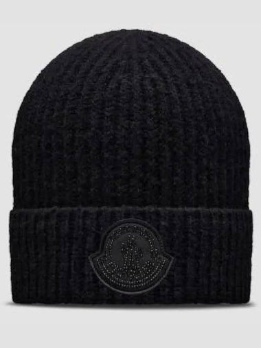 3B00072 M2739 999 Logo Patch Wool Beanie 1344310 - MONCLER - BALAAN 1