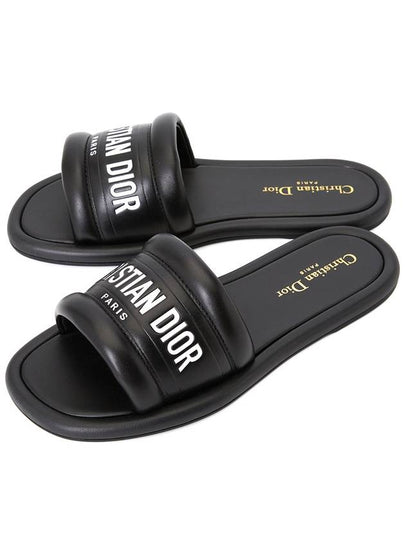 Every-D Embossed Lambskin Slippers Black - DIOR - BALAAN 2