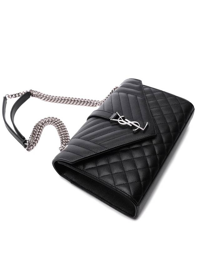 Envelope Medium Chain Bag in Mix Matelasse Grain De Poudre Embossed Leather Black - SAINT LAURENT - BALAAN 6