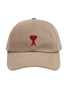 De Coeur Embroidered Logo Ball Cap Beige - AMI - BALAAN 1