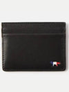 Maison Kitsune Tricolor Fox Four Card Slot Leather Card Holder Black - MAISON KITSUNE - BALAAN 1