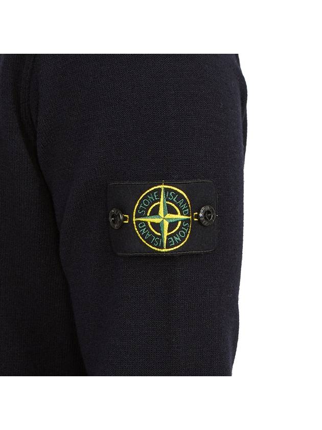 Logo Patch Crew Neck Knit Top Navy - STONE ISLAND - BALAAN 9