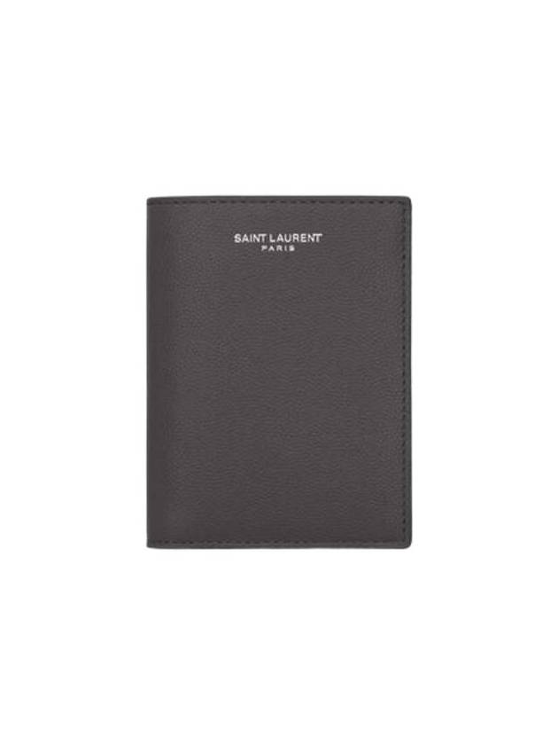 Logo Grain Leather Half Wallet Storm - SAINT LAURENT - BALAAN 1