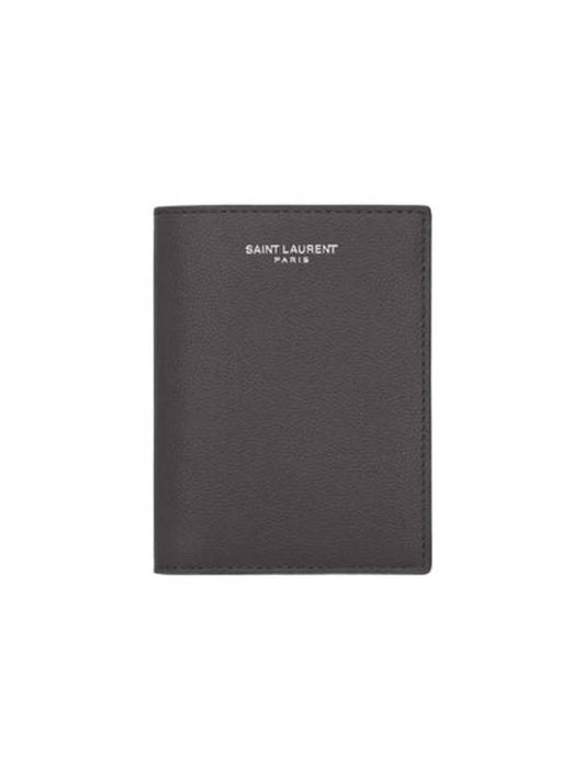 Logo Grain Leather Half Wallet Storm - SAINT LAURENT - BALAAN 1