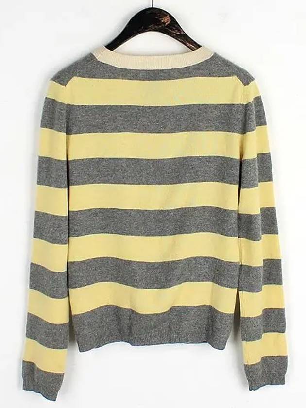 100 cashmere yellow gray striped pattern women s knit - THEORY - BALAAN 3