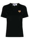 Small Gold Heart Wappen Patch Short Sleeve T-Shirt Black P1 T215 1 - COMME DES GARCONS - BALAAN.