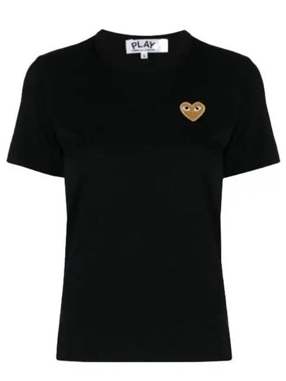 Gold Heart Wappen Short Sleeve T-Shirt Black - COMME DES GARCONS - BALAAN 2