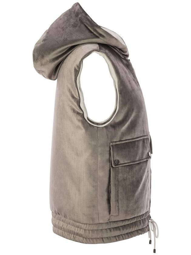 Sleeveless velvet down jacket Sleek - BRUNELLO CUCINELLI - BALAAN 3