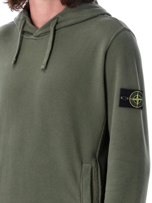 Wappen Patch Brushed Cotton Fleece Hoodie Musk Green - STONE ISLAND - BALAAN 4