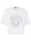 Studded Medusa Crop Short Sleeve T-Shirt White - VERSACE - BALAAN 1