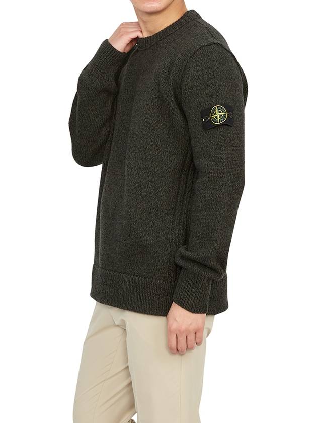 Loose Fit Crew Neck Wool Knit Top Black - STONE ISLAND - BALAAN 6