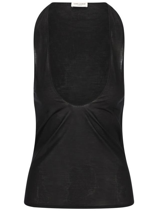 23 fw Silk Tank Top WITH Monogram Detail 761463Y37NH1000 B0650945968 - SAINT LAURENT - BALAAN 2