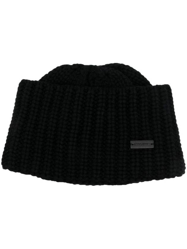 Cuff Cashmere Knit Beanie Black - SAINT LAURENT - BALAAN 3