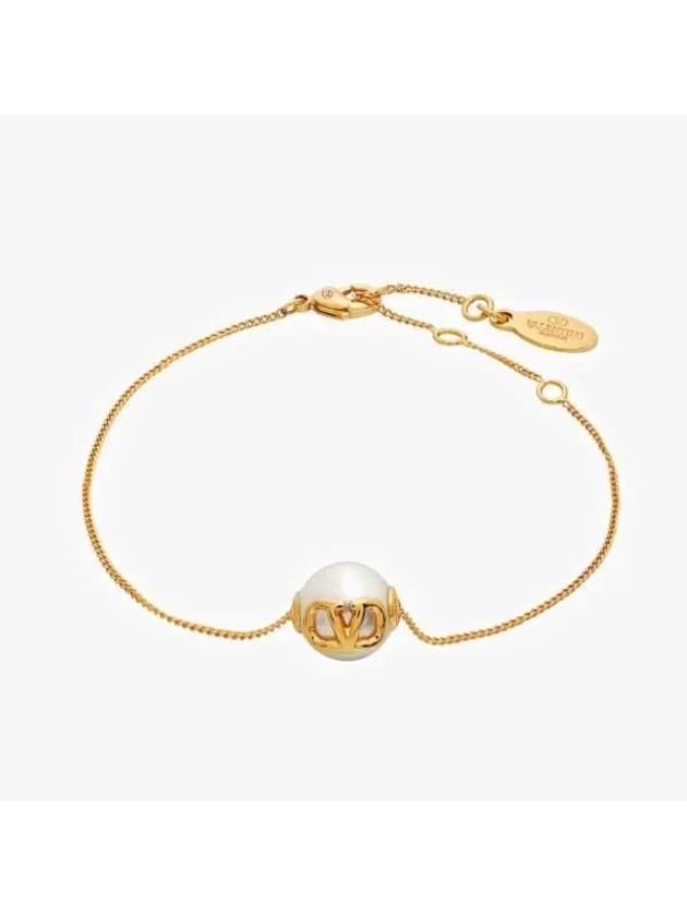 Valentino 5W2J0W82 DHC 0O3 J0W82 Garavani V logo pearl bracelet - RED VALENTINO - BALAAN 2