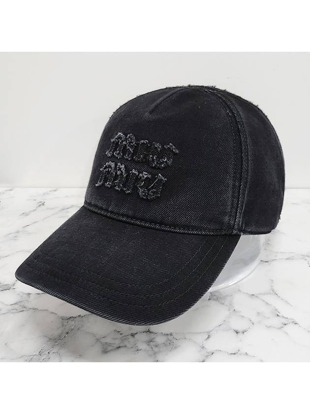 Logo Denim Ball Cap Black - MIU MIU - BALAAN 4