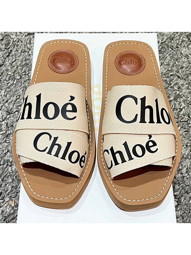 Woody Logo Flat Mule Slippers White - CHLOE - BALAAN 4