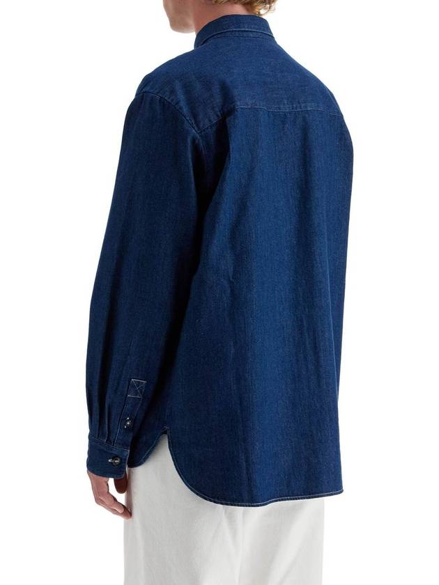 Mathias Embroidered Logo Long Sleeve Shirt Dark Blue - A.P.C. - BALAAN 7