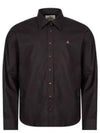 Embroidered Logo Big Collar Cotton Long Sleeve Shirt Black - VIVIENNE WESTWOOD - BALAAN 1