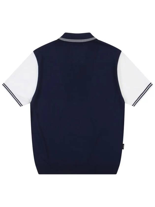 back mesh color combination short-sleeved sweater OF2713GANAVY - ONOFF - BALAAN 2