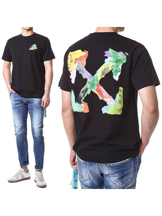 Brush Arrow Logo Print Short Sleeve T-Shirt Black - OFF WHITE - BALAAN 2