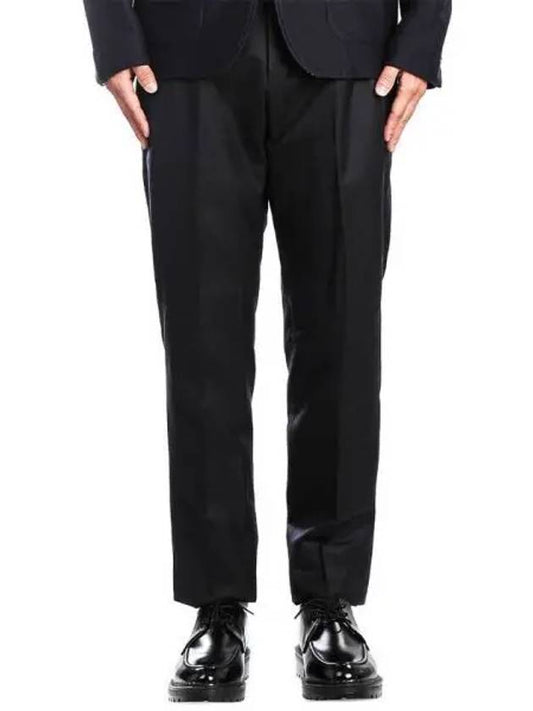 Low Rise Side Tab Wool Slacks Navy - THOM BROWNE - BALAAN 2