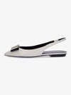 Bow Metal Logo Leather Slingback Flats Pearl - SAINT LAURENT - BALAAN 2