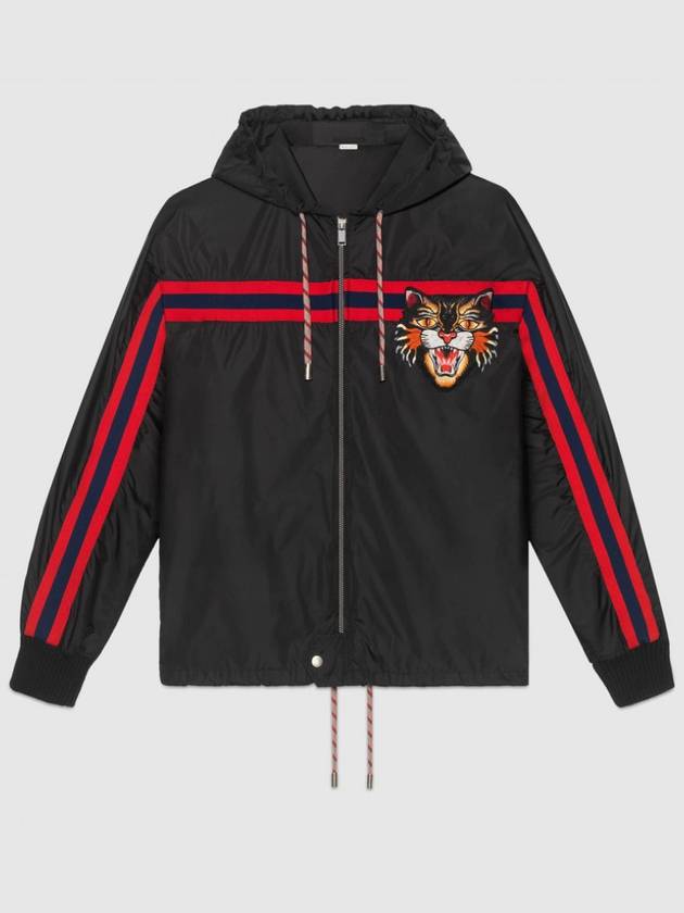 Angry Cat Embroidered Windbreaker Black - GUCCI - BALAAN 2