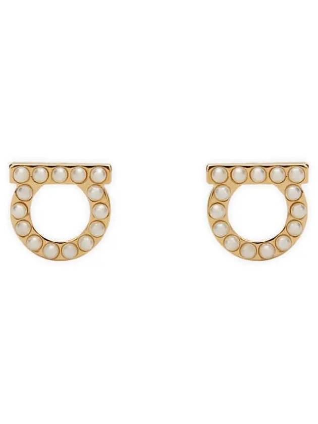 Gancini Pearl Earrings Gold - SALVATORE FERRAGAMO - BALAAN 2