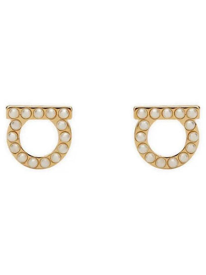 Gancini Pearl Earrings Gold - SALVATORE FERRAGAMO - BALAAN 2