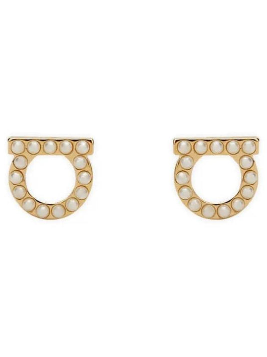 Gancini Pearl Earrings Gold - SALVATORE FERRAGAMO - BALAAN 2