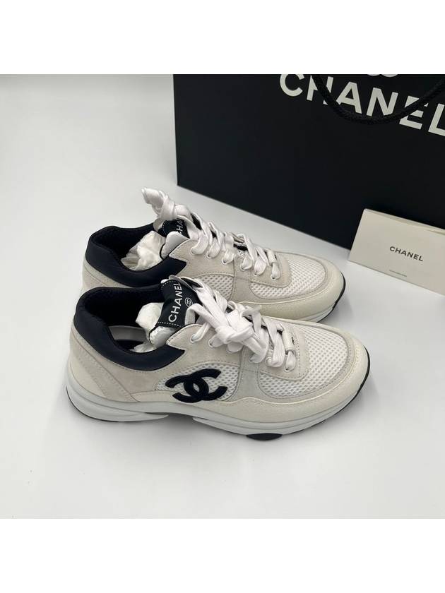 CC Logo Suede Tennis Low Top Sneakers Black - CHANEL - BALAAN 3