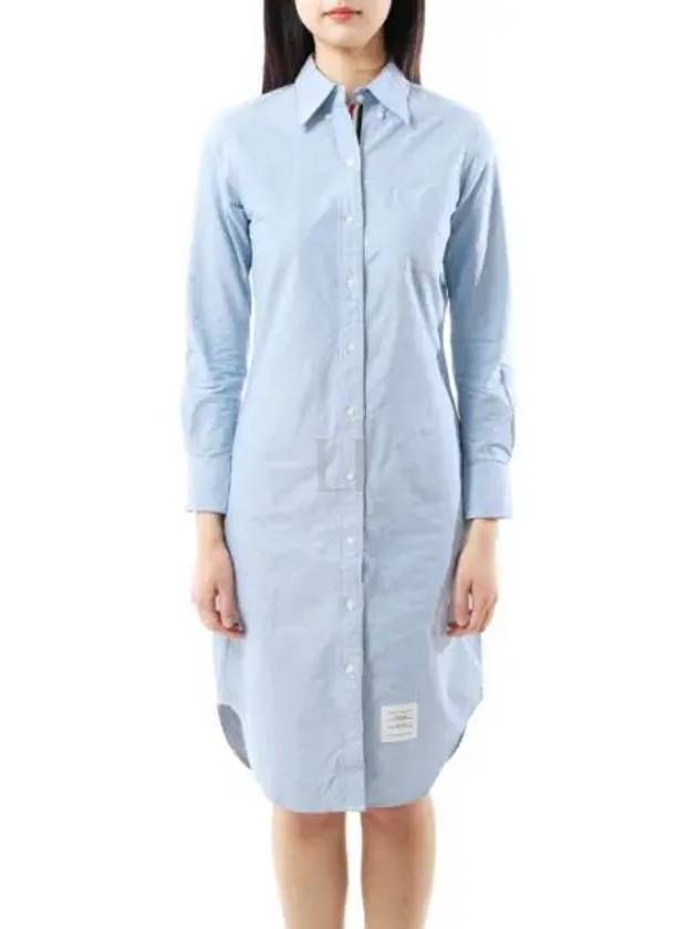 Logo Patch Cotton Midi Dress Blue - THOM BROWNE - BALAAN 2