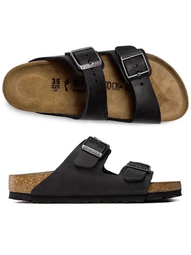 Arizona Oiled Leather Slippers Black - BIRKENSTOCK - BALAAN 2