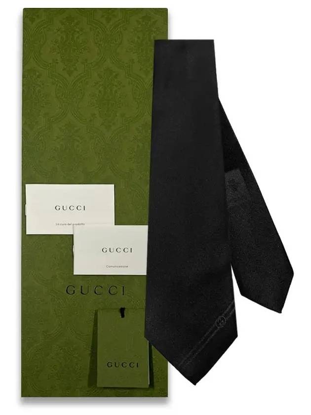 Interlocking G Silk Tie Black - GUCCI - BALAAN 11