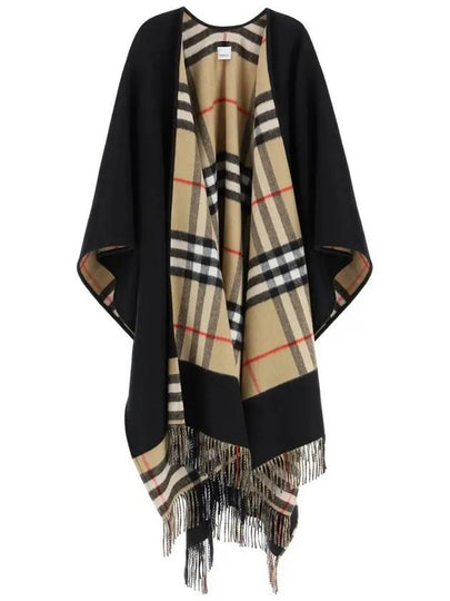 WoMen's Check Reversible Wool Cashmere Cape Black - BURBERRY - BALAAN 2