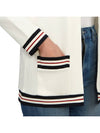 Cricket Stripe Lightweight Textured Cotton V-Neck Cardigan White - THOM BROWNE - BALAAN 9