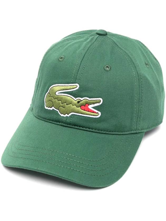 Embroidered Logo Organic Cotton Ball Cap Green - LACOSTE - BALAAN 1